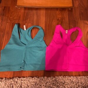 Zenana Outfitters Teal and Pink Crop Tops